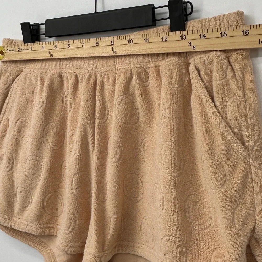Offline by Aerie Womens Terry Cloth Smiley Face Lounge Shorts Tan Beige Large - Picture 5 of 6